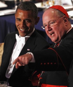 U.S. President Obama and Cardinal Dolan pictured during 2012 Alfred E. Smith Dinner in New York